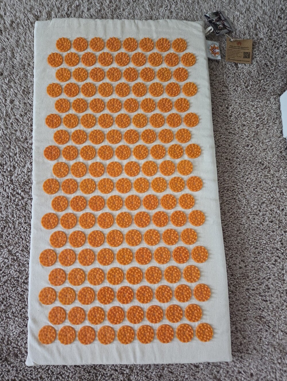 NWT Complete Unity Yoga RelaxFast Lite Acupressure Mat - Orange & Cream